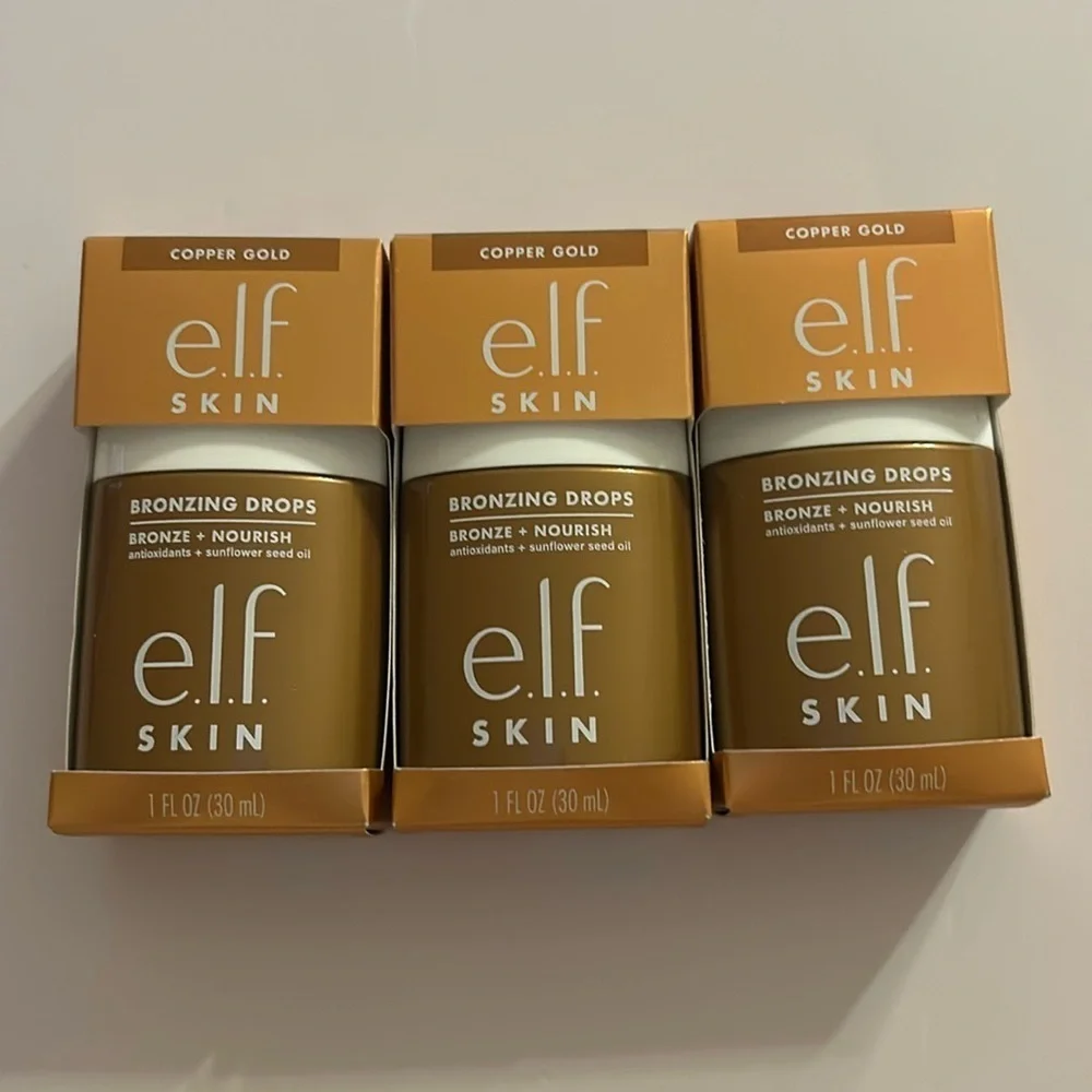 e.l.f. Cosmetics Bronzing Drops BRONZE 3 - COPPER GOLD (LOT OF 3) NEW